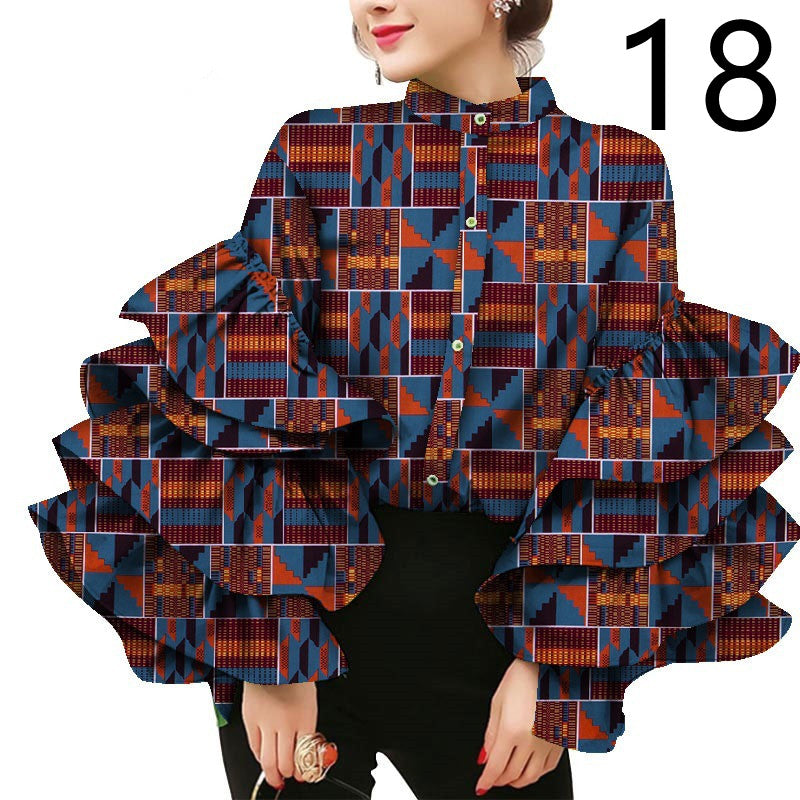 Women's Commuter Ruffle Sleeve Printed T-Shirt