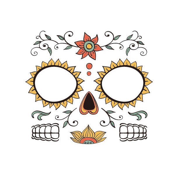 Day Of The Dead Face Pasters Tattoo Waterproof Funny