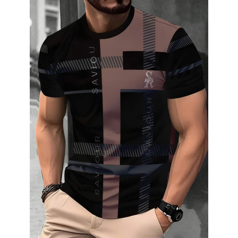 Men's Short-Sleeved T-Shirt Business Casual Series Digital 3D Printing