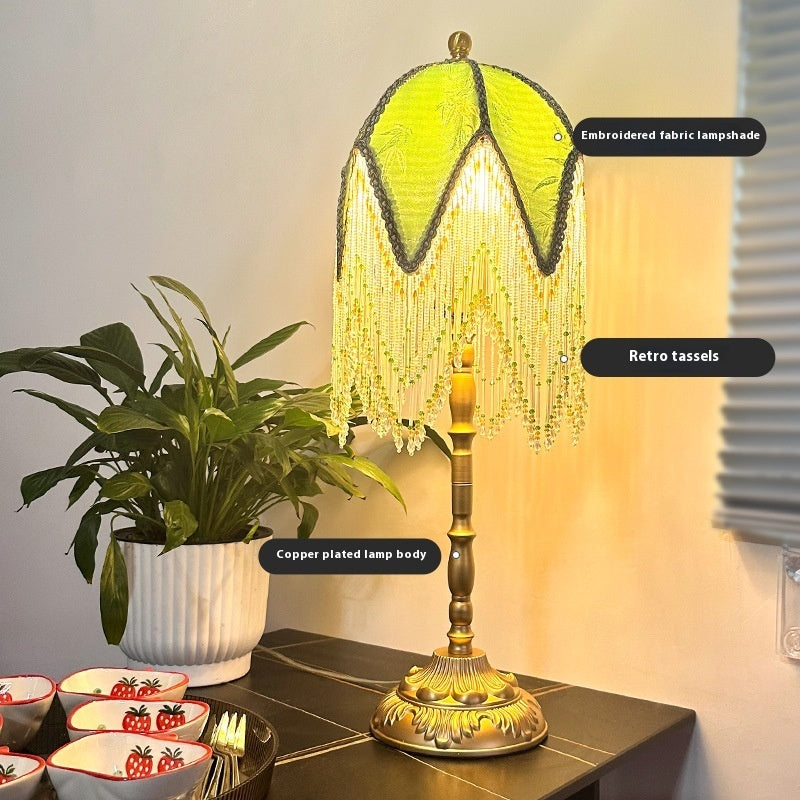French Retro Tassel Table Nordic Bed Head Atmosphere Study Desktop Reading Lamp