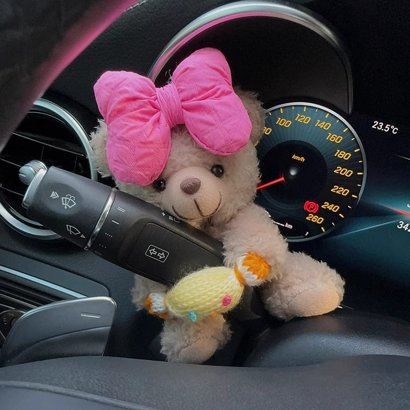 Creative Plush Teddy Bear Cartoon Doll For Car Gear Shift And Windshield Wipers