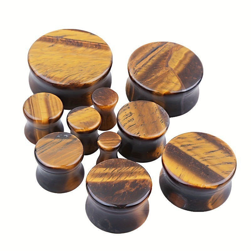 Cross-Border 1 Pair Red Tiger Stone Auricle Stone Ear Extender Piercing Jewelry 6 Mm-16mm