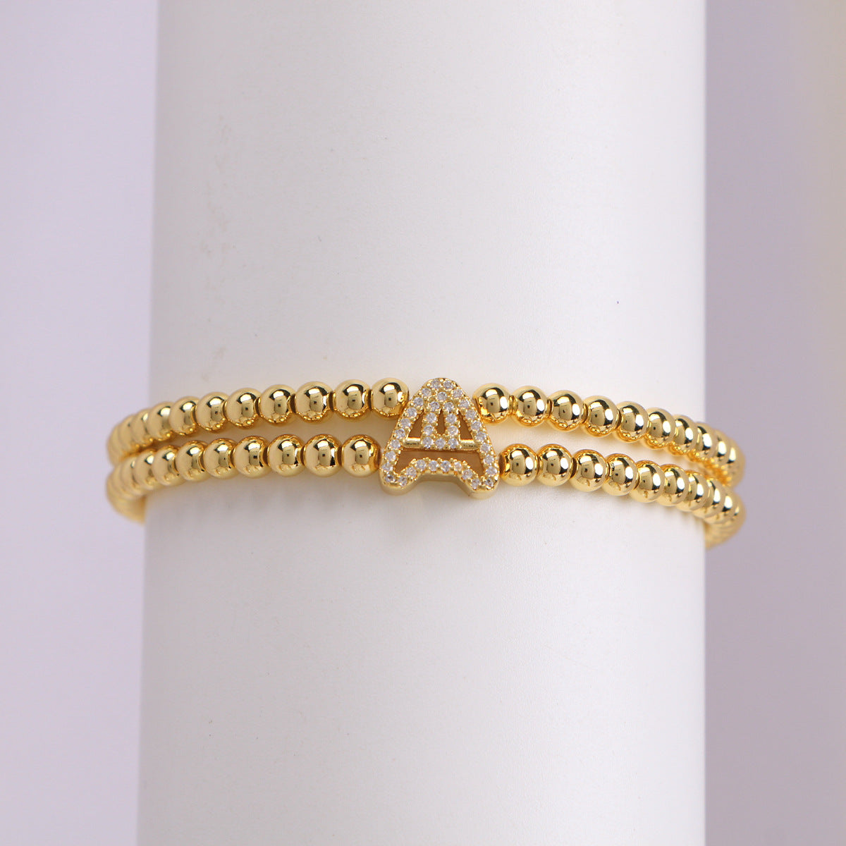 Copper-Plated 18k Gold Zircon Bead Bracelet