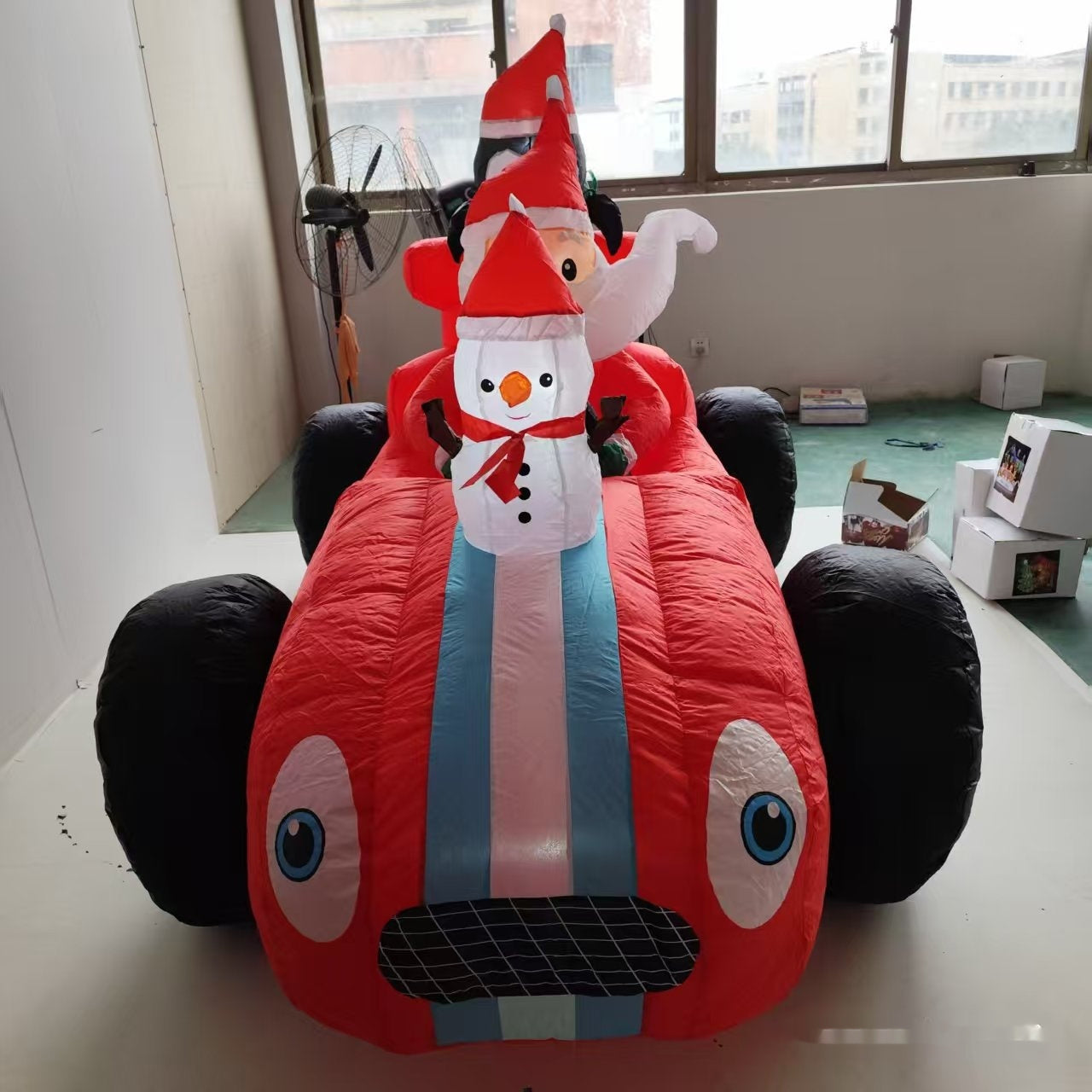 Old Man Driving A Racing Penguin Combo Christmas Inflatable