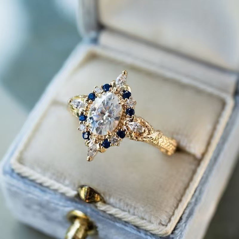 Minority Fashion Ring Gold-Plated Inlaid