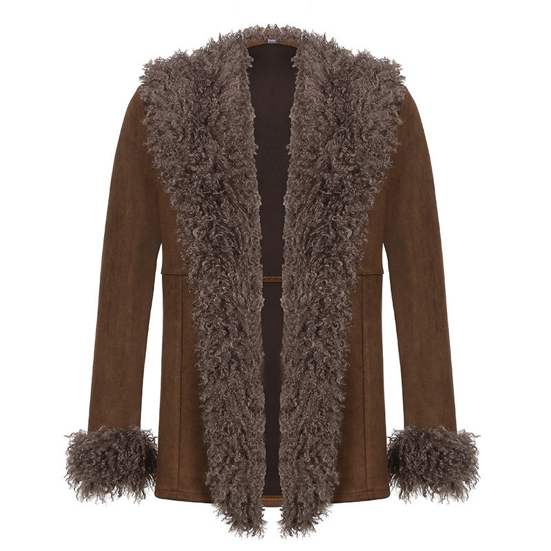 Women's Plush Stitching Cardigan Long-Sleeved Jacket