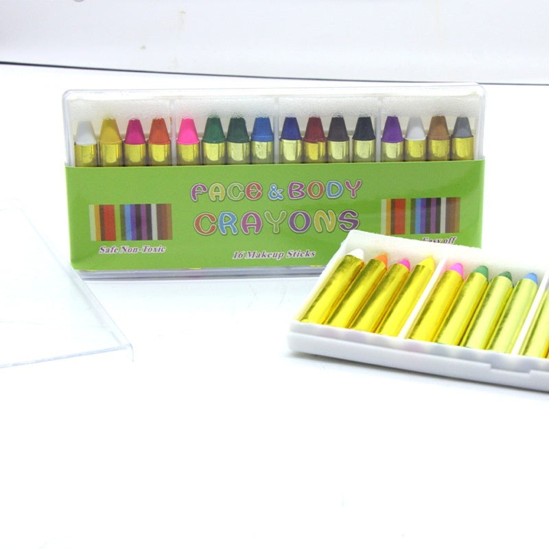 Portable Natural Makeup Facial Body Painting 16 PCs Boxed Multi-Color Crayon