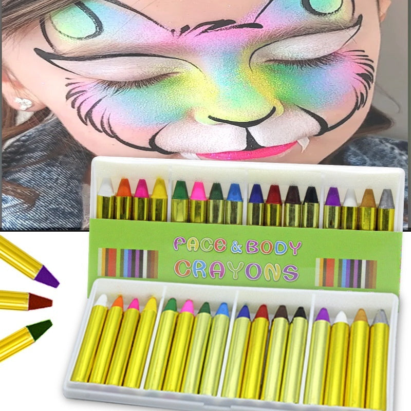 Portable Natural Makeup Facial Body Painting 16 PCs Boxed Multi-Color Crayon