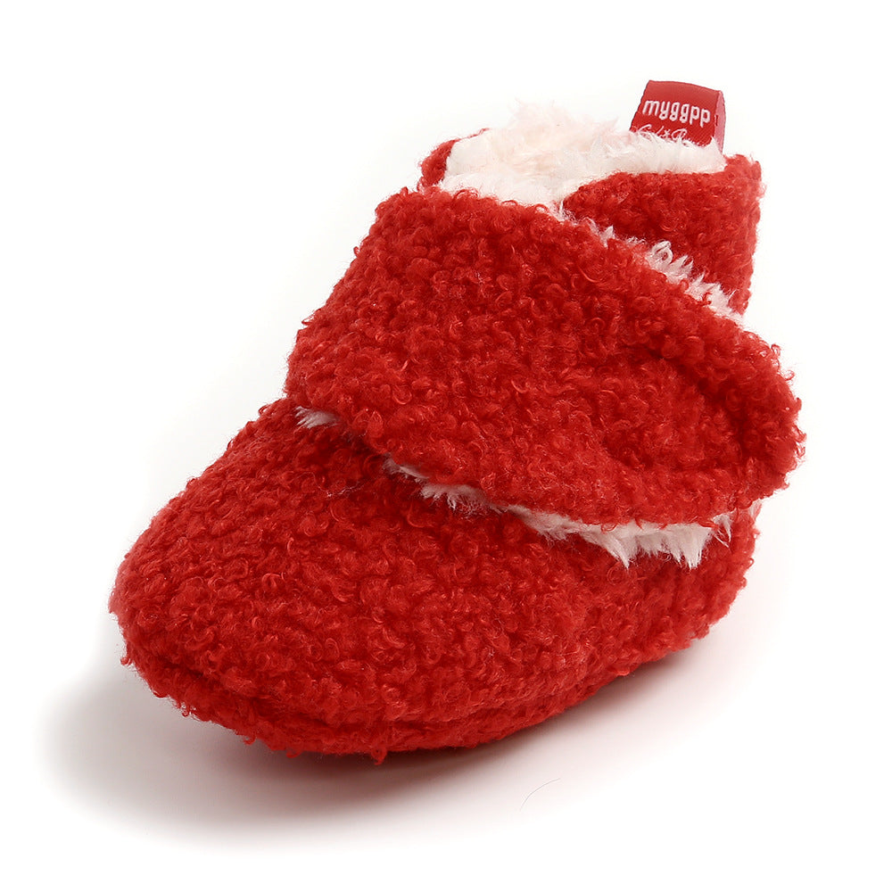 Solid Color Cartoon Cotton Shoes Baby Shoes Soft Sole Warm Shoes Toddler Shoes Baby's Shoes Plus Velvet 1982B