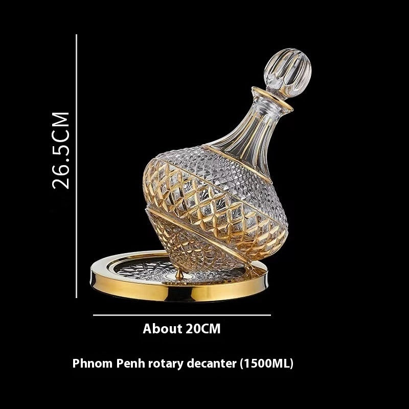 Good-Looking Light Luxury Gold Crystal Household Rotating Gyro Wine Decanter Wine Aerator Mirror Jug Gift Bar Decoration