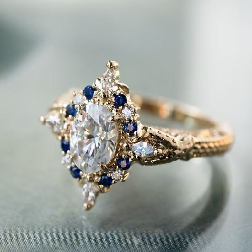 Minority Fashion Ring Gold-Plated Inlaid