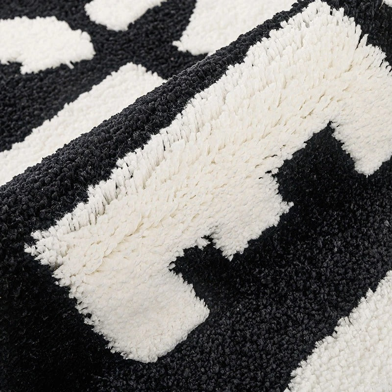 Ins Text Flocking Ground Mats Household Bathroom Non-Slip Absorbent Floor Mat Carpet