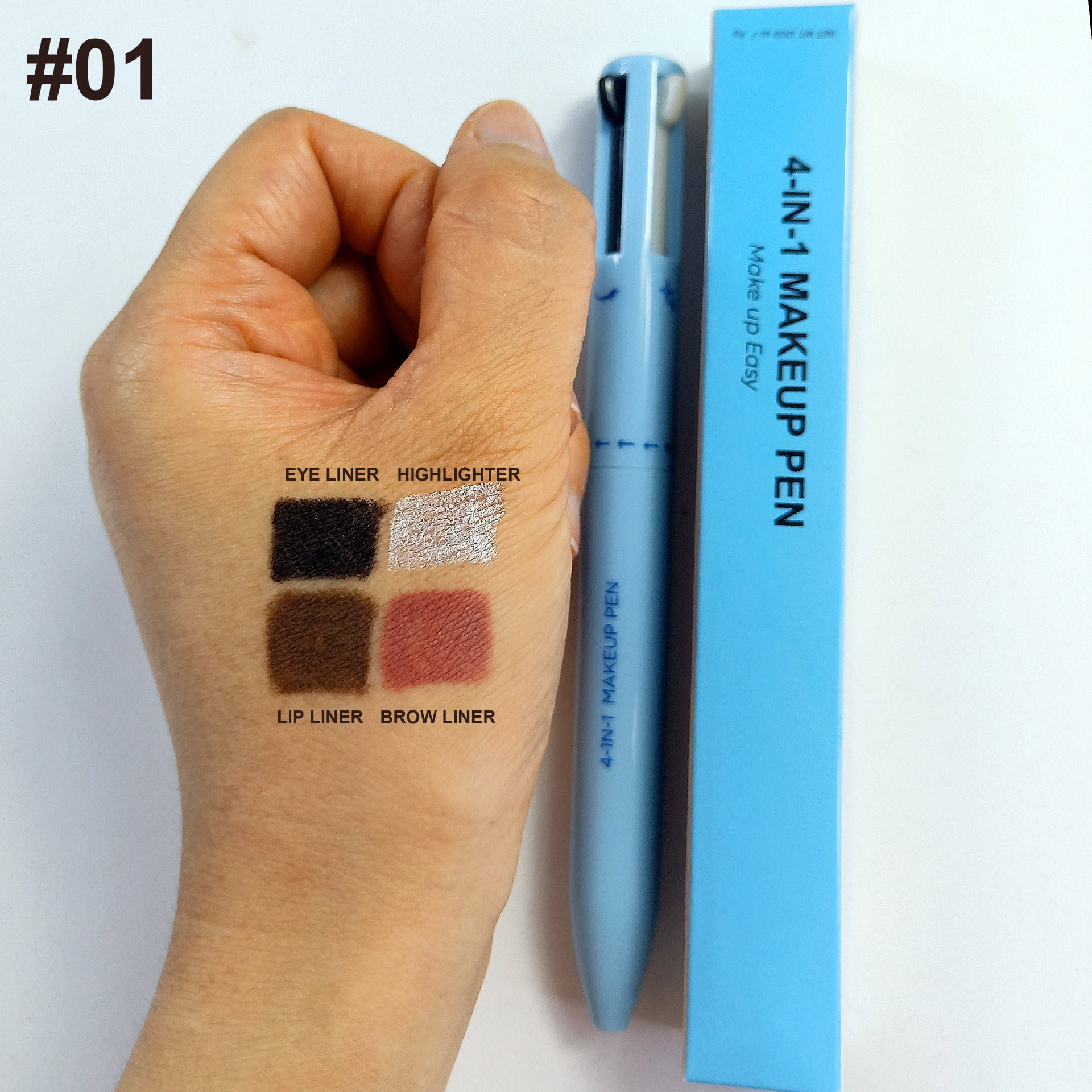 Four-In-One Cosmetic Brush Four-Color Highlight Lip Liner Eyeliner Eyebrow Pencil