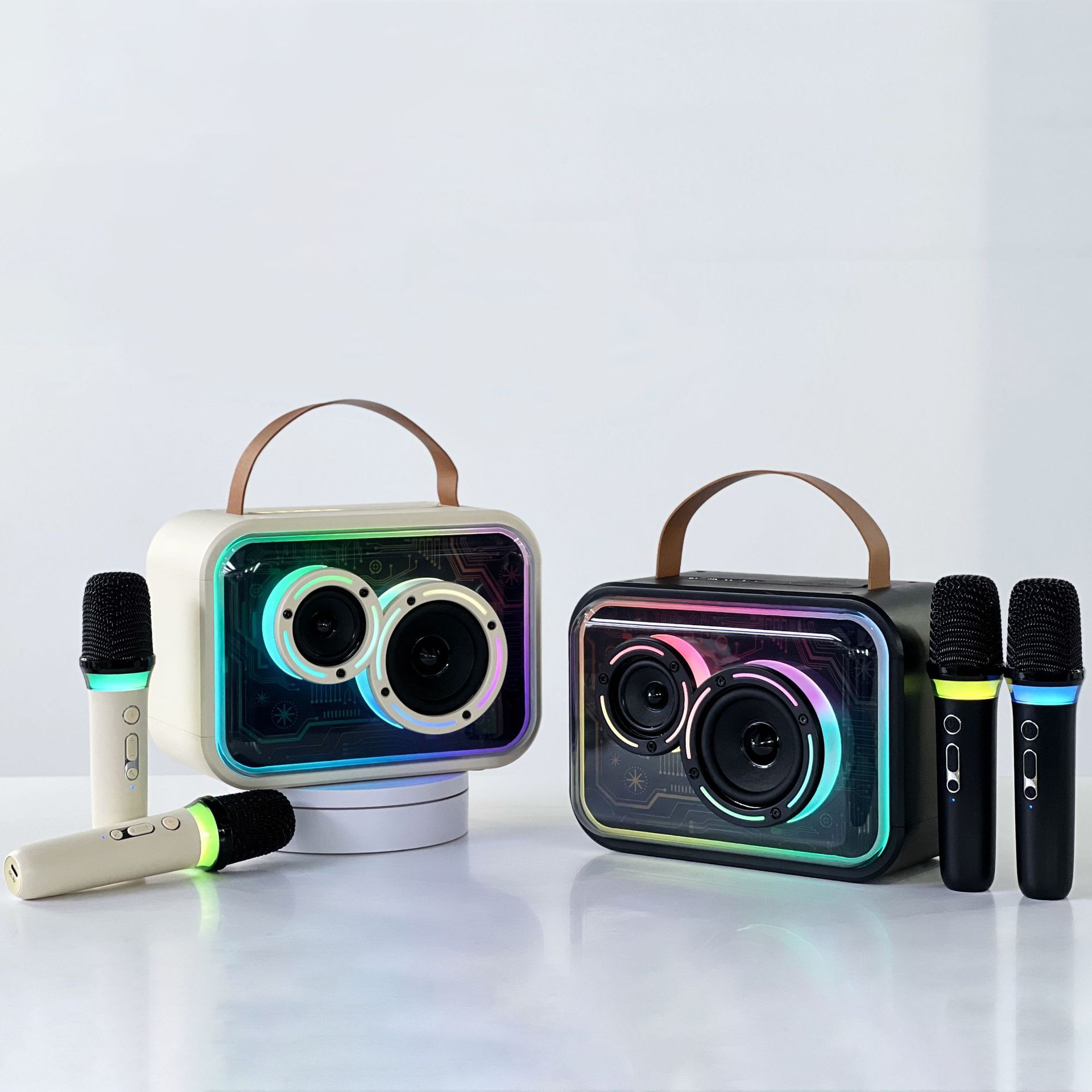 Bluetooth-Compatible Speaker Colorful RGB Portable Karaoke Wireless Stereo