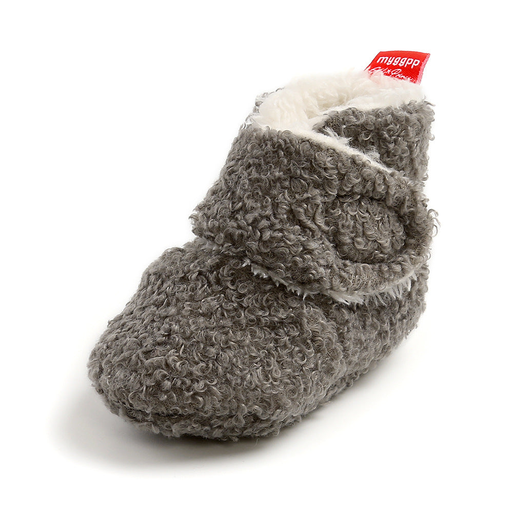 Solid Color Cartoon Cotton Shoes Baby Shoes Soft Sole Warm Shoes Toddler Shoes Baby's Shoes Plus Velvet 1982B