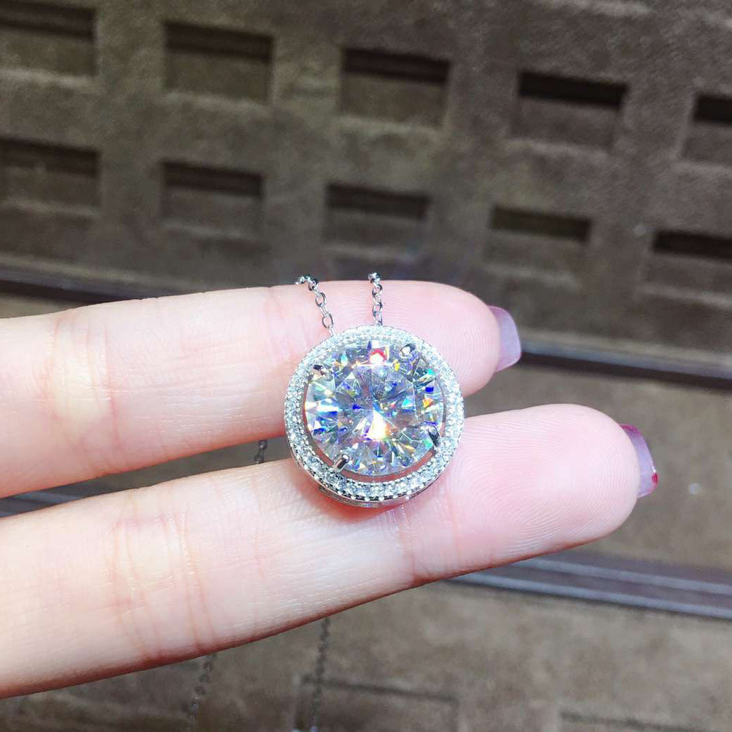 5 Carat Simulated Moissanite Round Pendant For Women