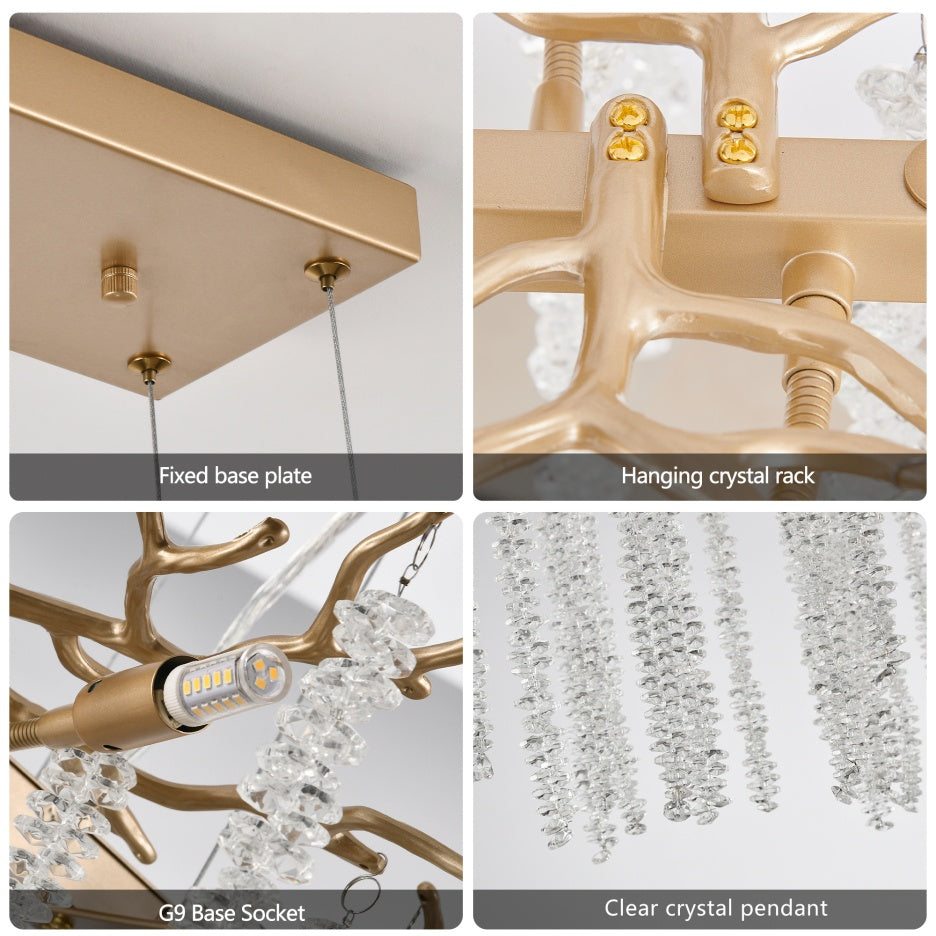 39-inch Modern Golden Pendant Light With Cascading Crystal Strands, Ideal For Living Room, Dining Room And Foyer, High-End Decorative Lighting Fixture Bulb Not Included