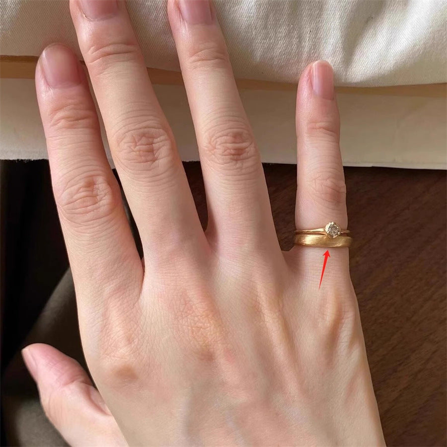 Antique Zircon Brushed Ring Female Retro Minority