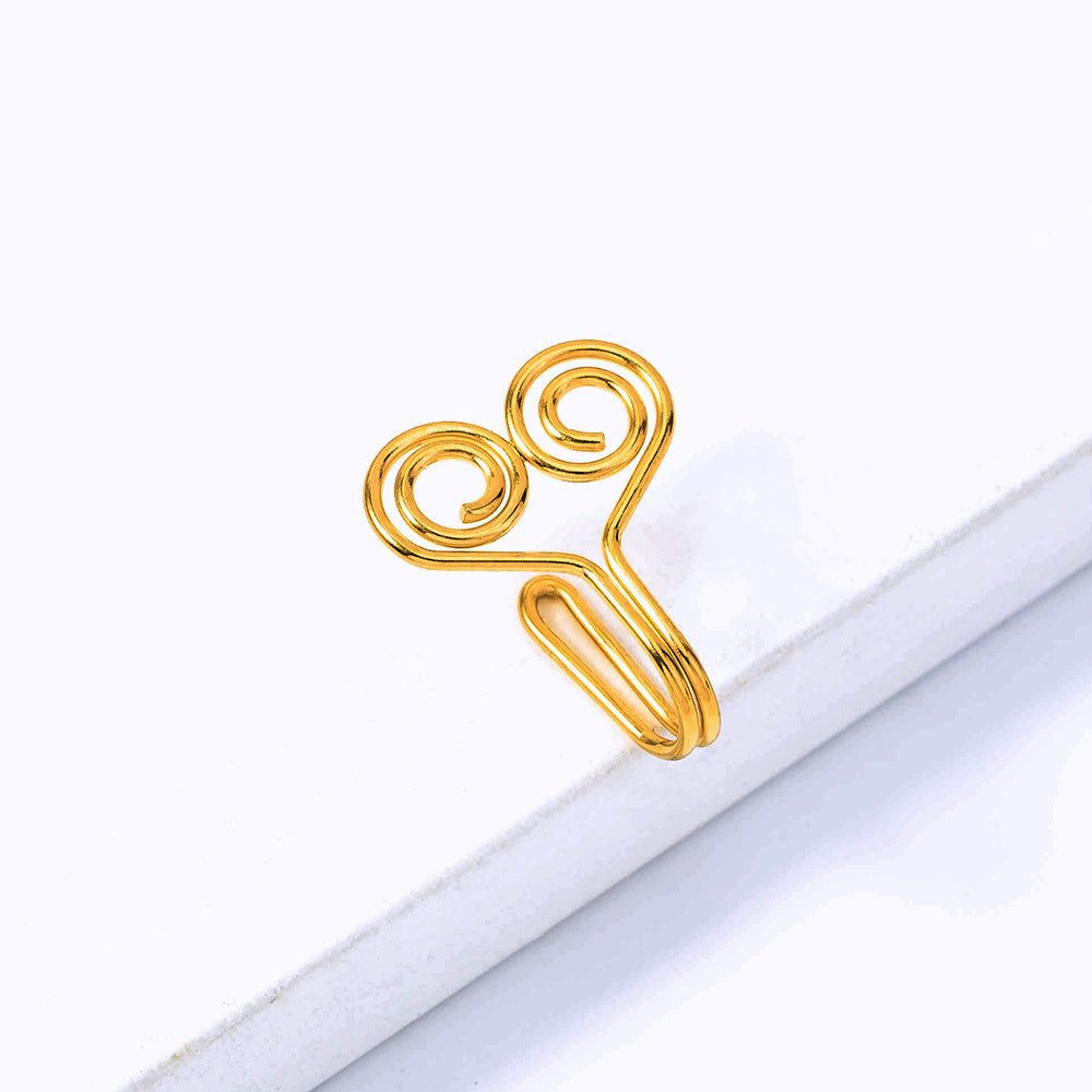 Golden Stainless Steel Nose Nails Simple Non-Puncture U-Shaped Nose Ring