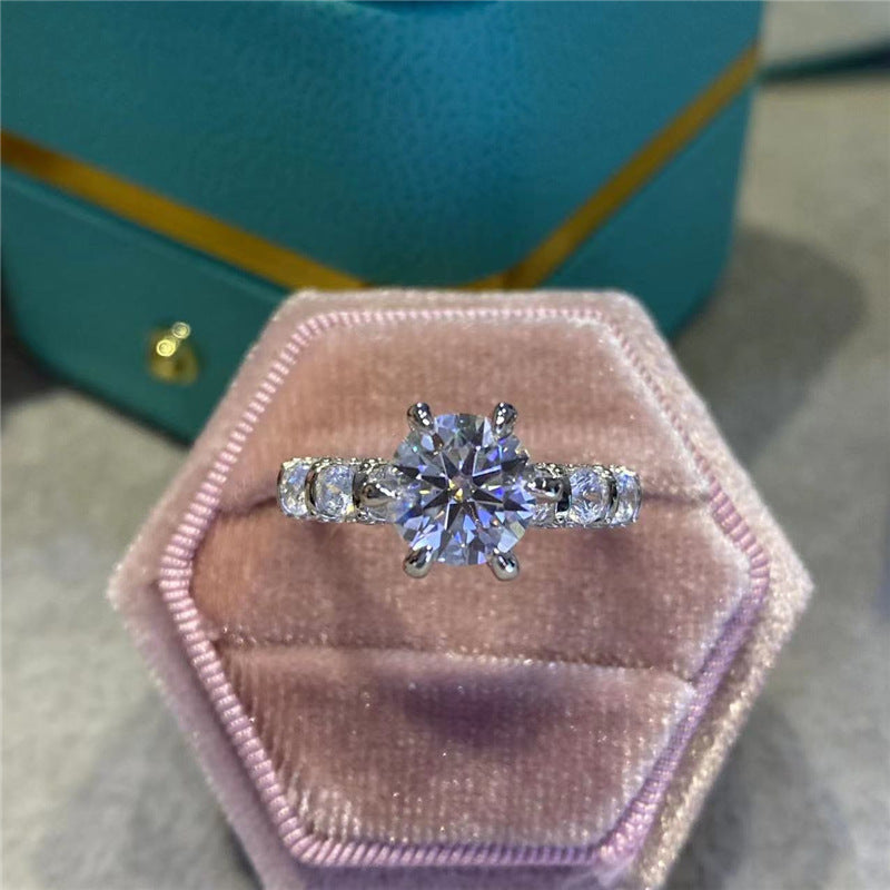 Temperament Fashion Yellow Color Moissant Diamond Ring