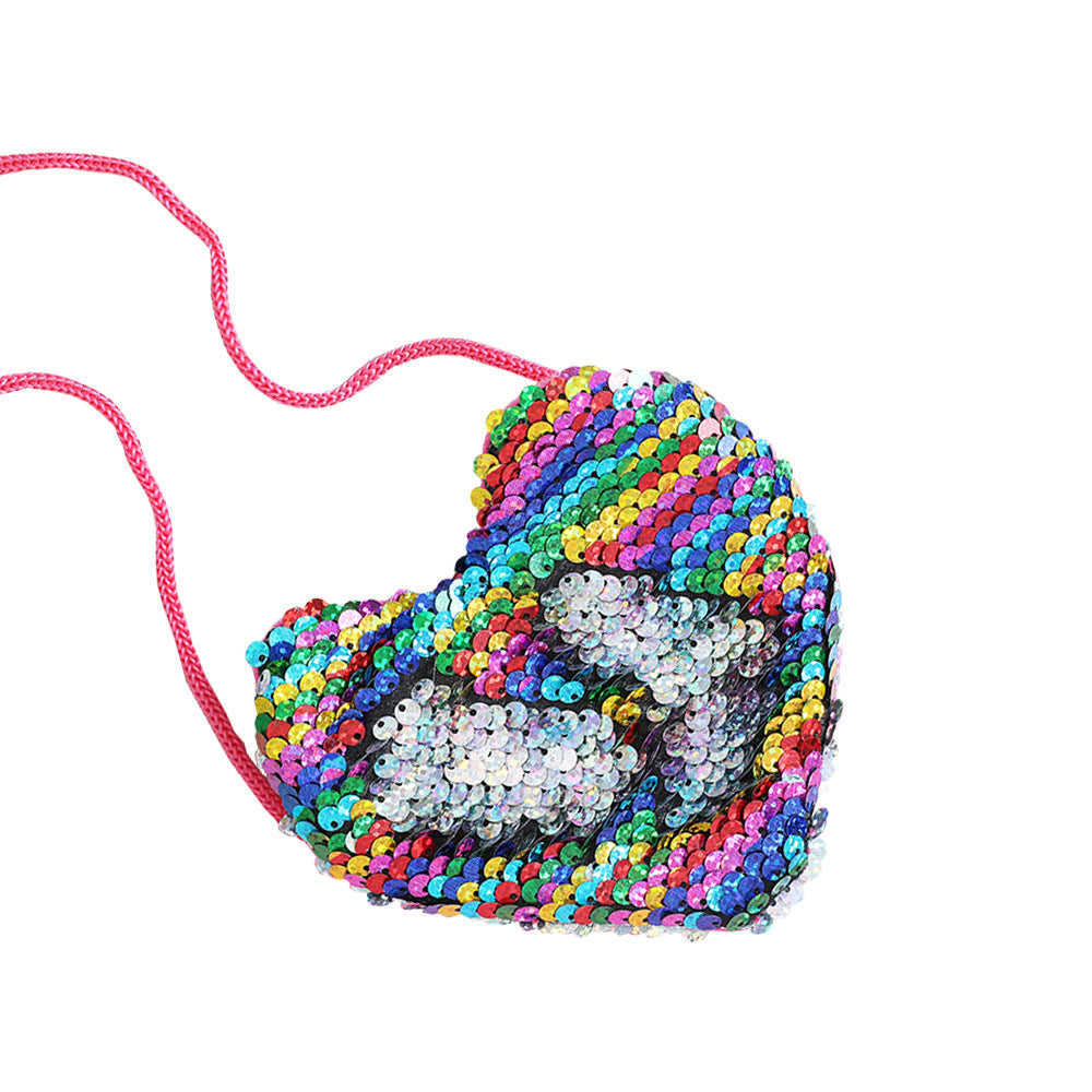 Sequined Purse Love Lanyard Shoulder Diagonal Package