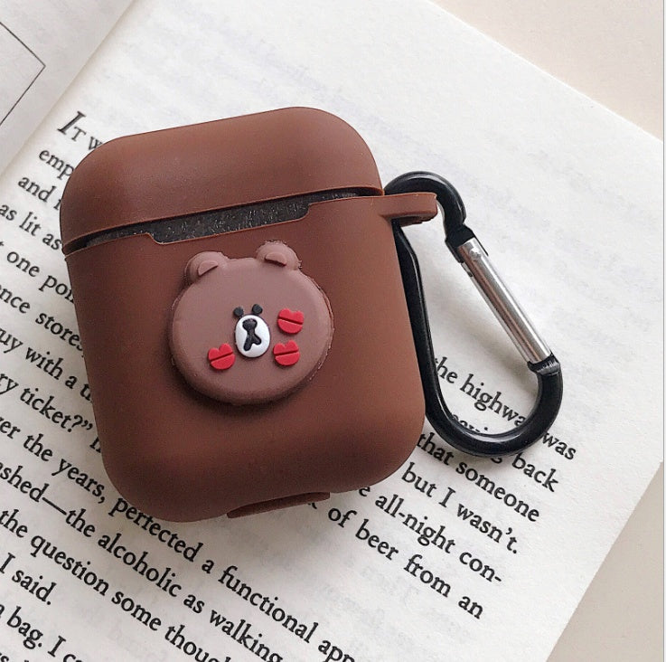 Compatible with Apple, AirPods Protective Jacket Cute Cartoon Silicone Anti-Falling Earphone Jacket Japanese Korean Women''s Key-Clasp Hanging Rope
