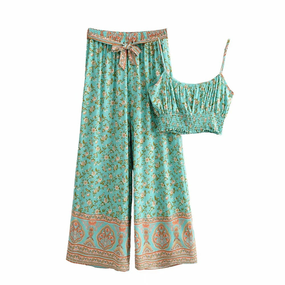 Boho Retro Print Suit