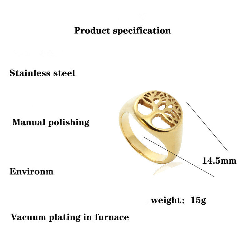 Titanium Steel Ring Tree Of Life Stainless Steel Tree Ring