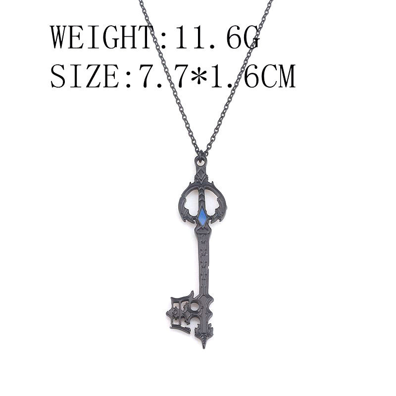 Blue Heart-Shaped Crown Necklace Key