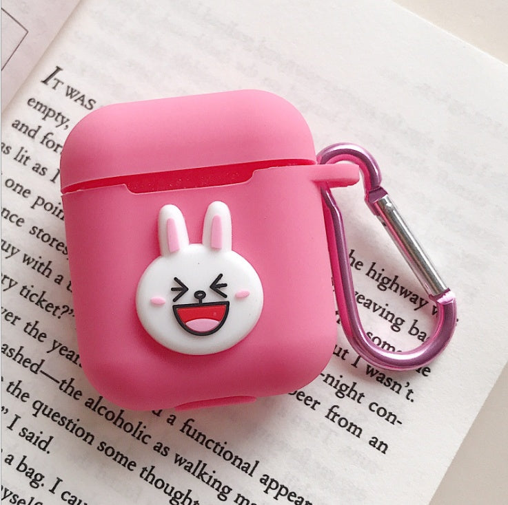 Compatible with Apple, AirPods Protective Jacket Cute Cartoon Silicone Anti-Falling Earphone Jacket Japanese Korean Women''s Key-Clasp Hanging Rope