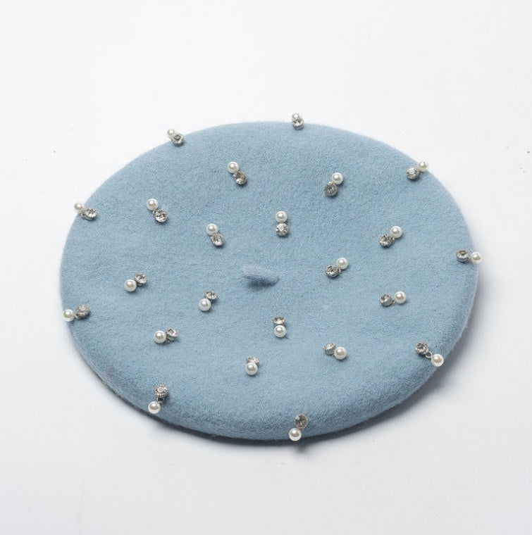 Rhinestone Wool Beret
