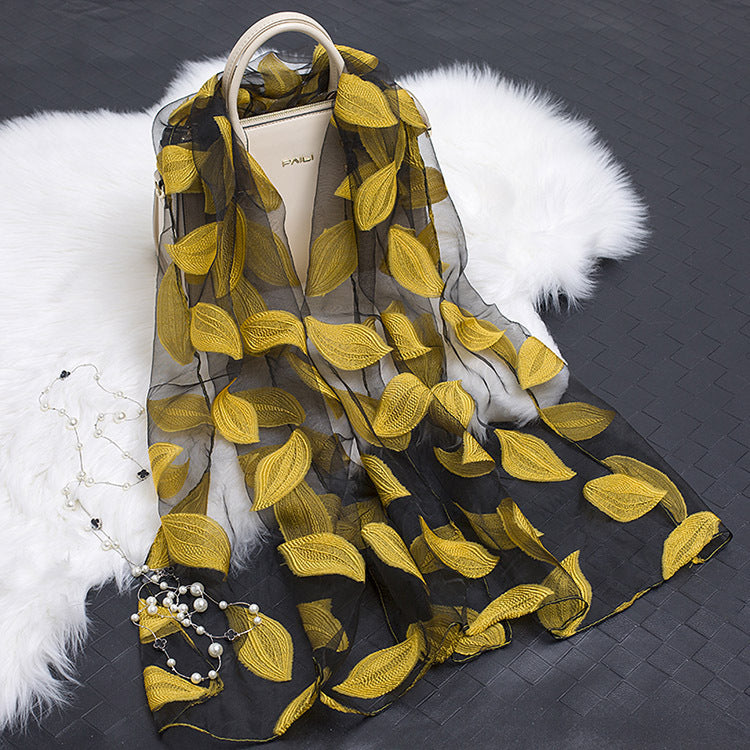 Cut Flowers Hollow Silk Scarf Simulation Silk Scarf