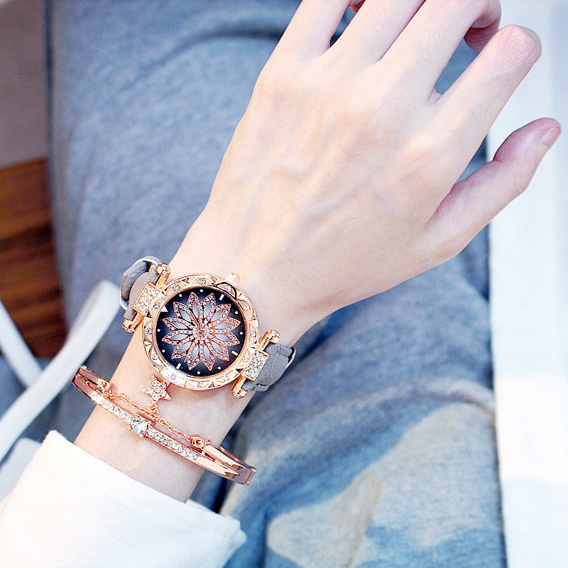 Rotating Ladies Net Red Quartz Watch Casual