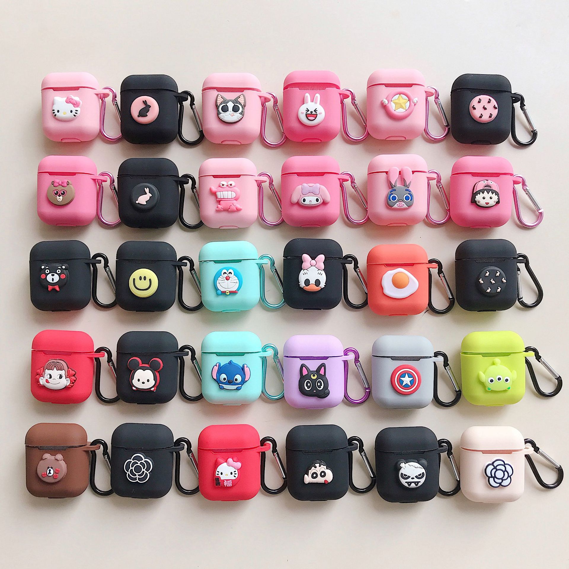 Compatible with Apple, AirPods Protective Jacket Cute Cartoon Silicone Anti-Falling Earphone Jacket Japanese Korean Women''s Key-Clasp Hanging Rope