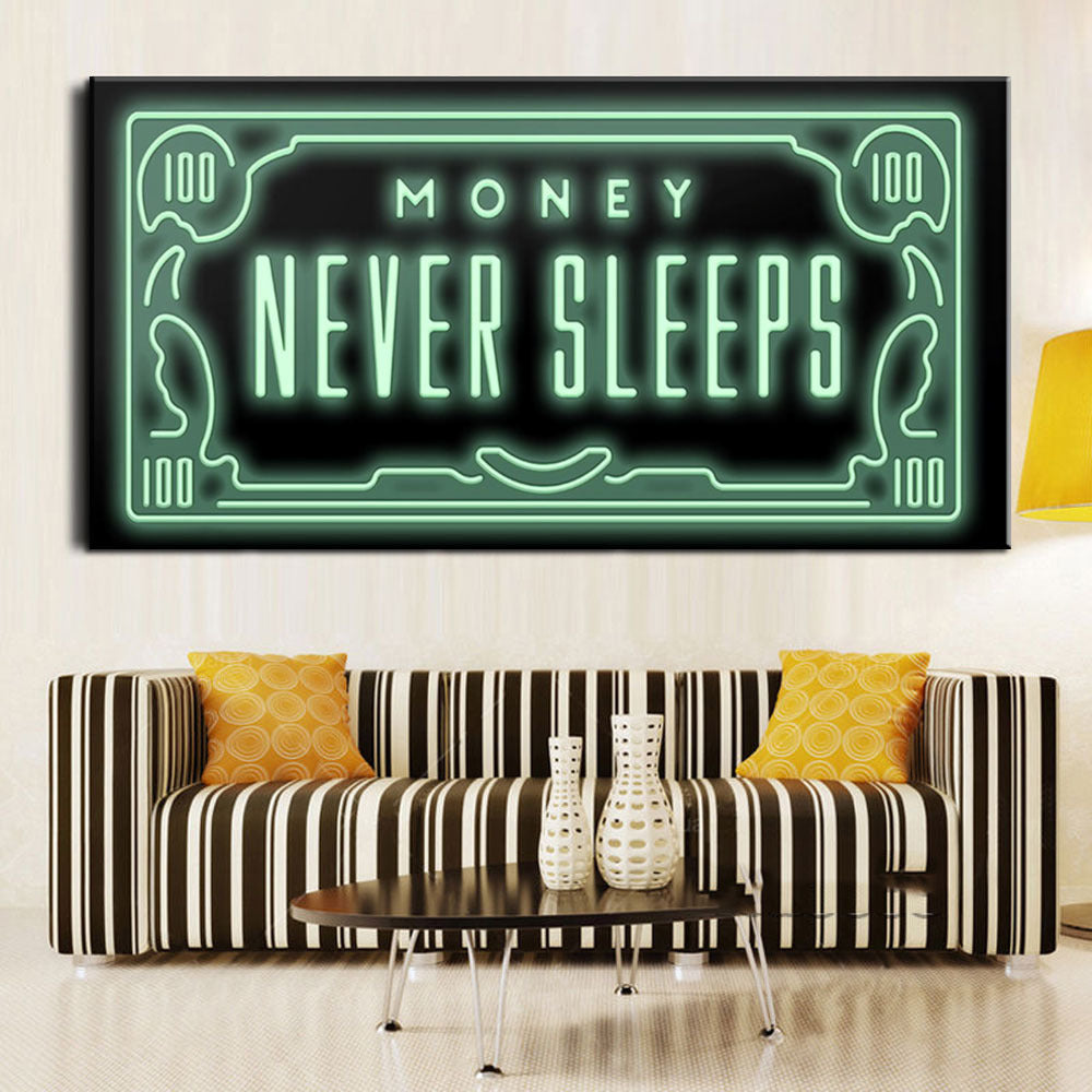 Money Never Sleep Creative Art Deco Painting