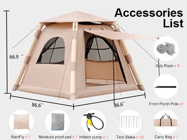Inflatable Tent Outdoor Tent 2-4 Person Tent Quick-opening Tent Inflatable Tent Hut Tent Camping Portable Tent Windproof Tent Family Party Tent Pop-up Tent Shading And Waterproof Tent Camping Tent