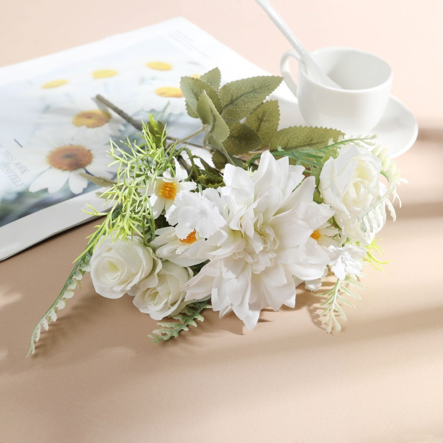 Artificial Flower Bouquet Rose Bridal Bouquet Green Plant Home Wedding Decoration