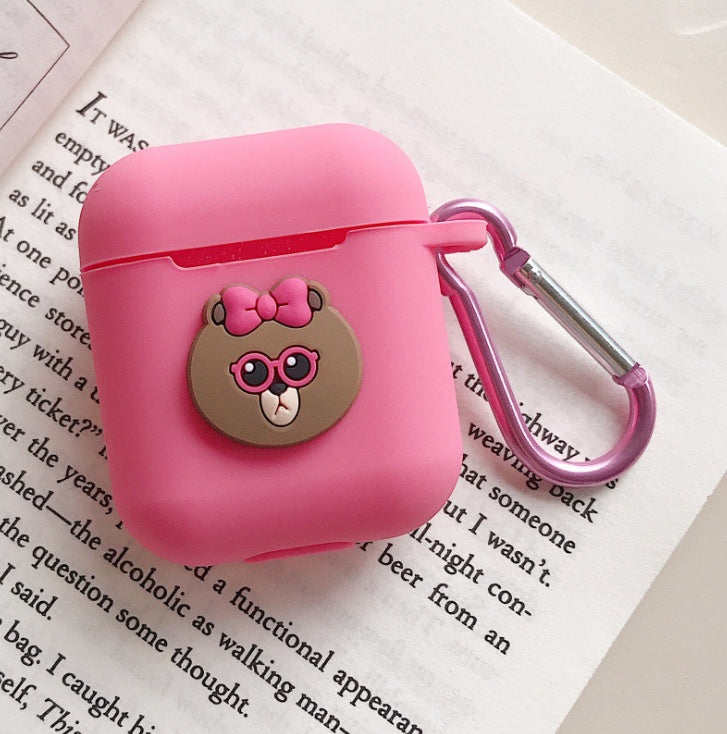 Compatible with Apple, AirPods Protective Jacket Cute Cartoon Silicone Anti-Falling Earphone Jacket Japanese Korean Women''s Key-Clasp Hanging Rope