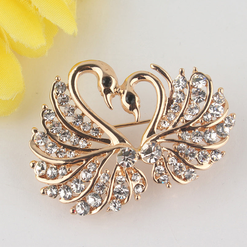 Full Diamond Swan Brooch