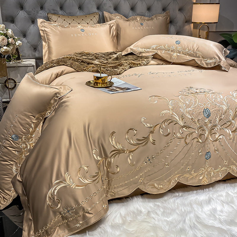 Four-Piece Bed Sheet Cotton Ice Silk Quilt Cover