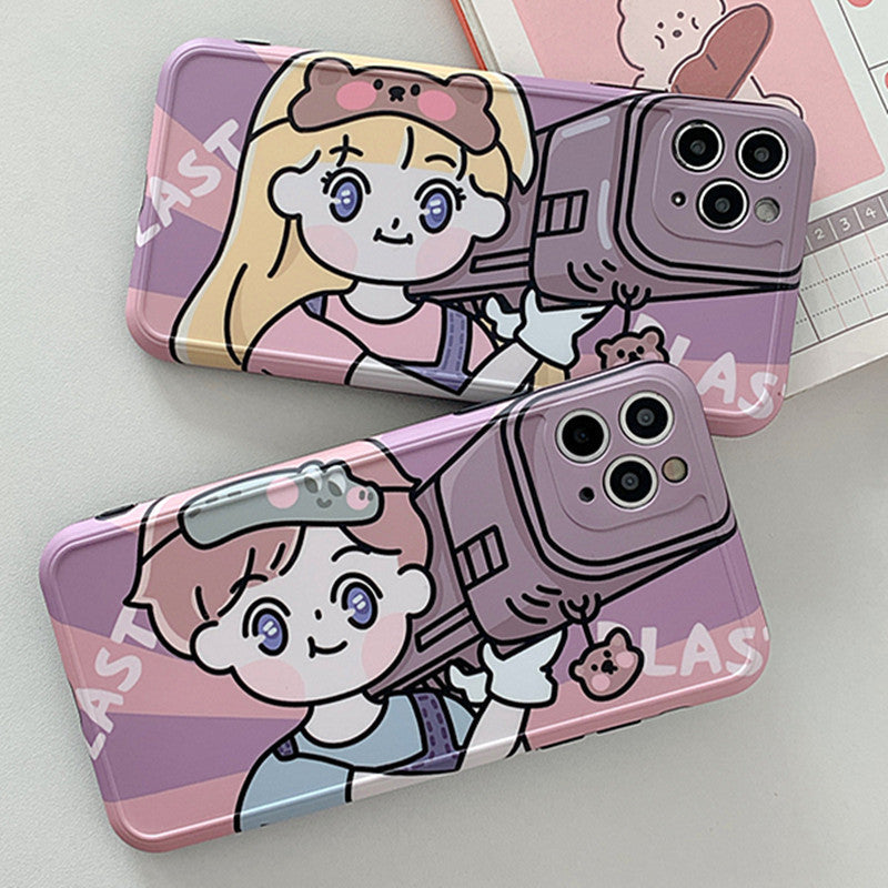 Cartoon Couple Carrying A Cannon XS MAX Mobile Phone Case