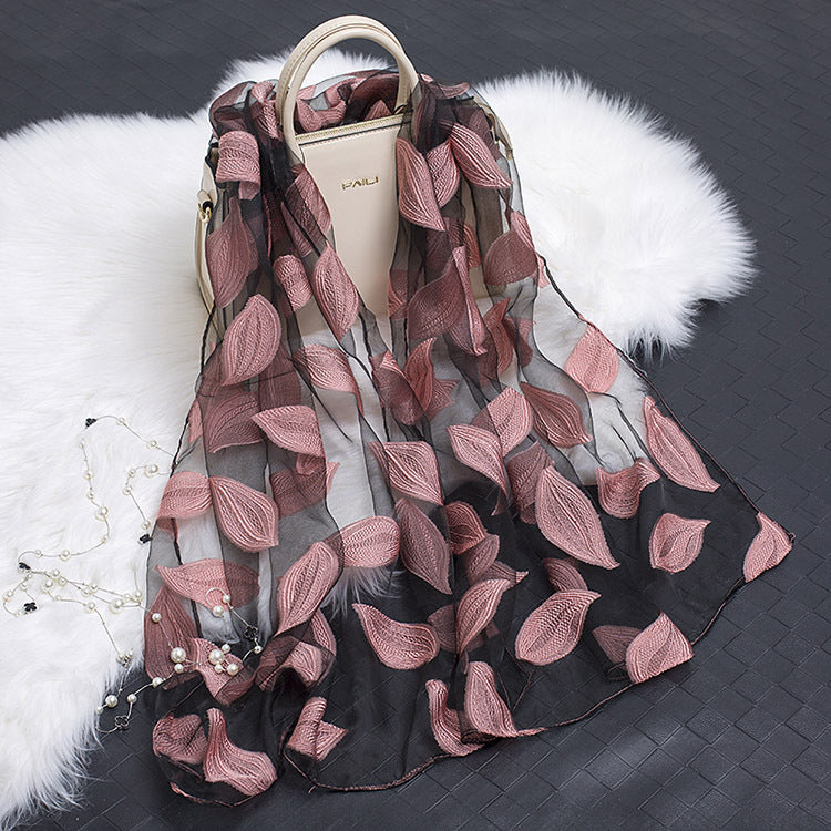 Cut Flowers Hollow Silk Scarf Simulation Silk Scarf
