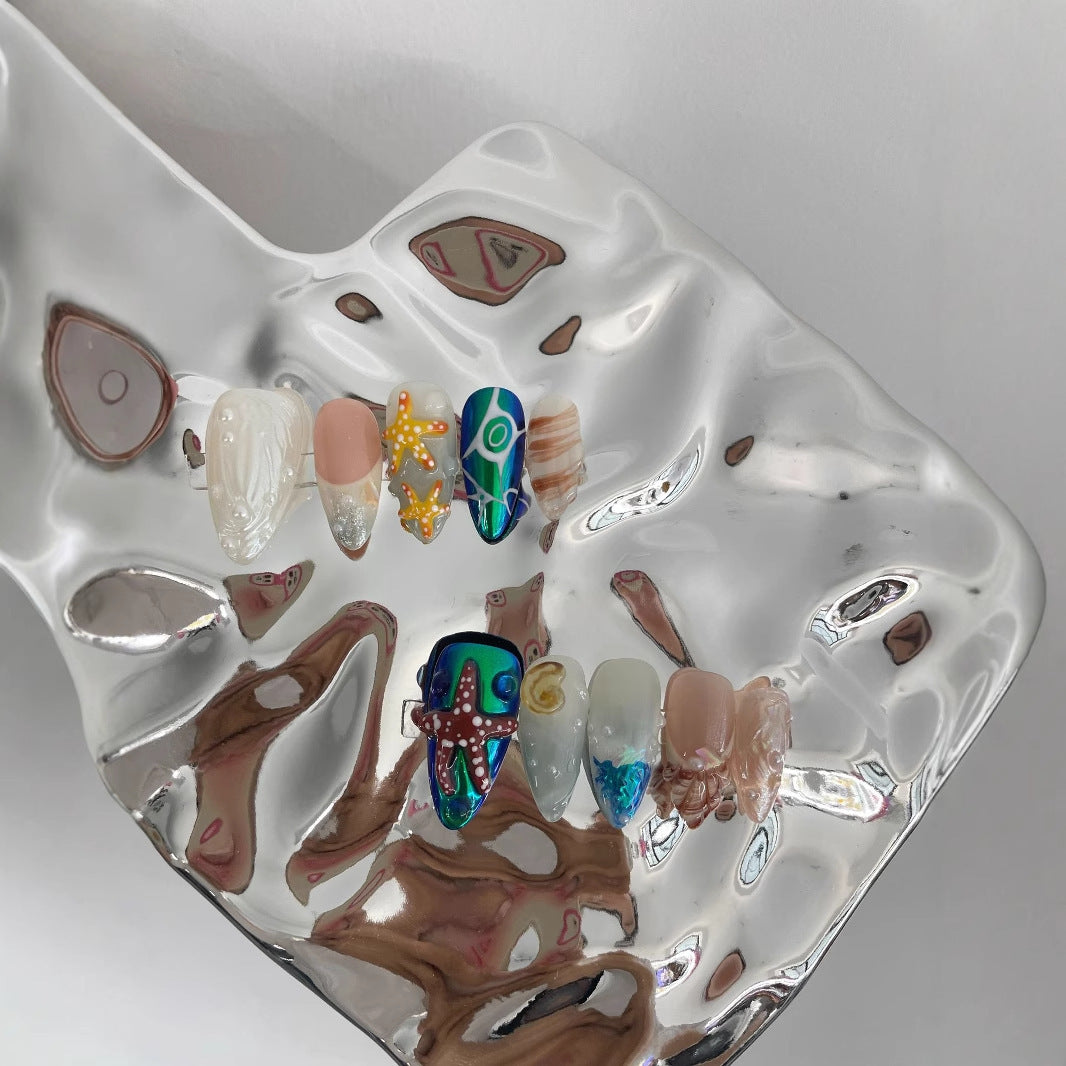 Hand-Painted Happy Underwater World Manicure