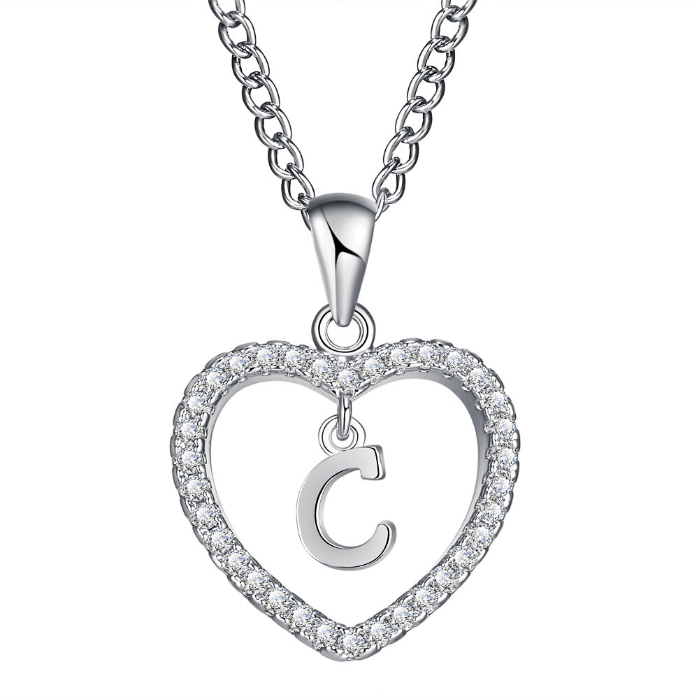 26-Letter Zircon Heart Necklace