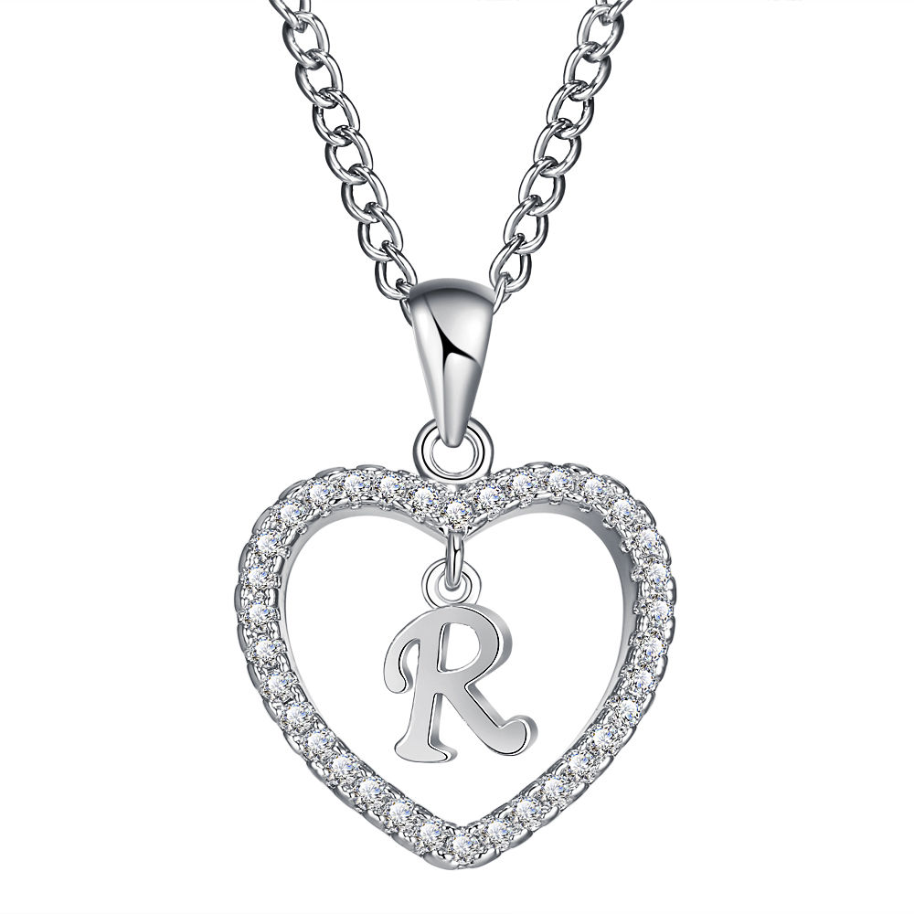 26-Letter Zircon Heart Necklace