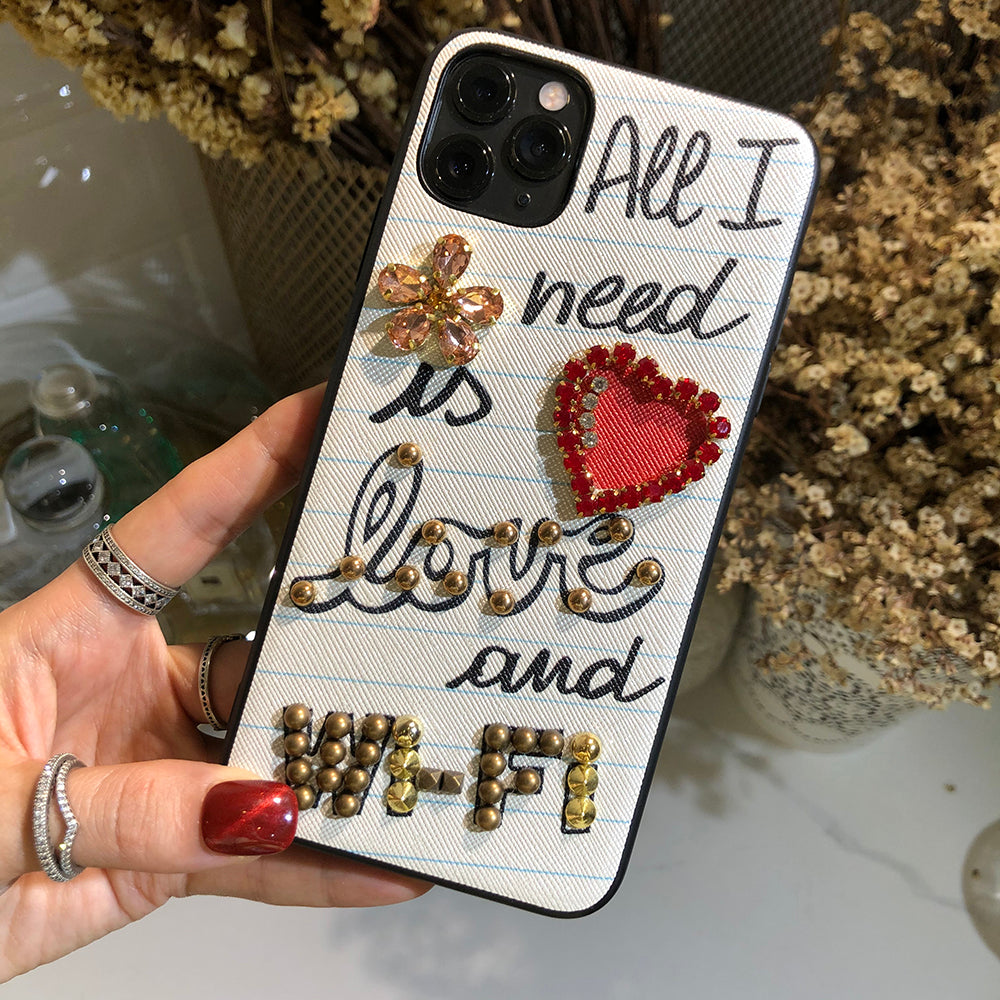 Luxury Diamond Love and Wifi Phone Case