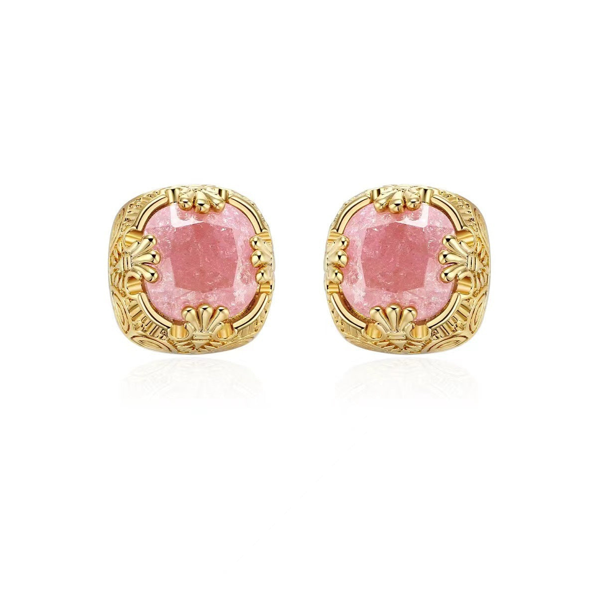 Retro Frosted Blossom Zircon Gilding Female Minority Design Earrings