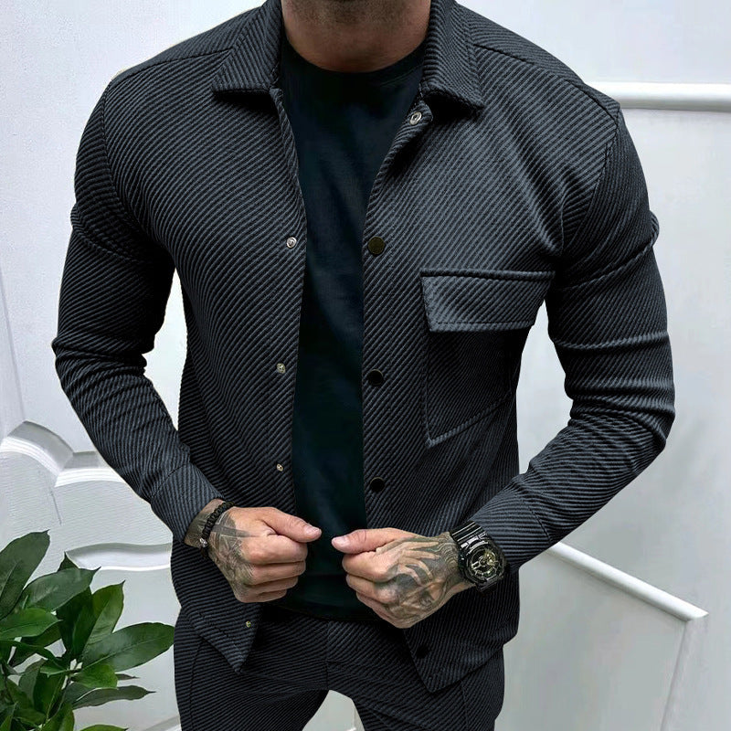 Single-Breasted Solid Color Slim Jacket