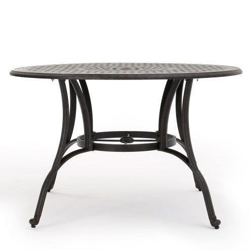 Outdoor Cast Aluminum Circular Dining Table, Bronze