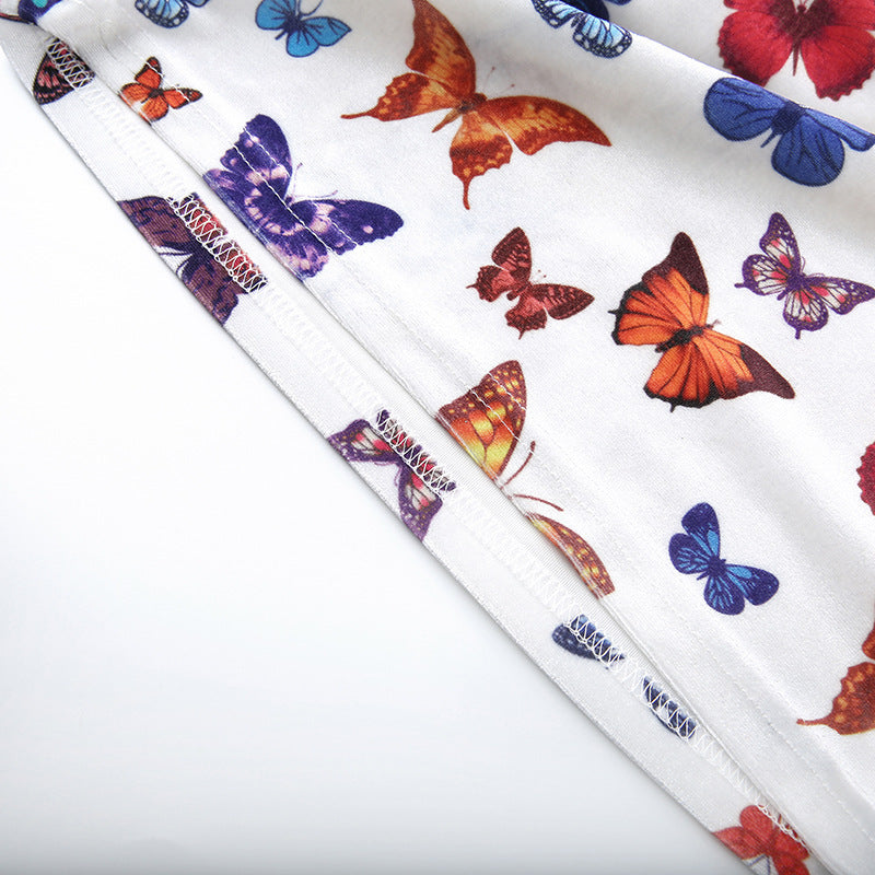 Velvet Butterfly Print Dress